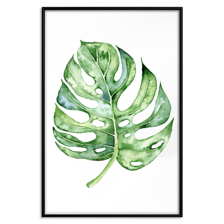 Wall Poster Watercolor Monstera - a simple composition with a green plant leaf 136382 additionalImage 11
