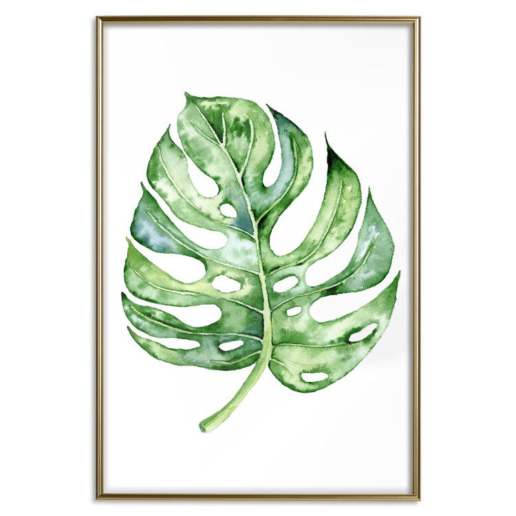 Wall Poster Watercolor Monstera - a simple composition with a green plant leaf 136382 additionalImage 6
