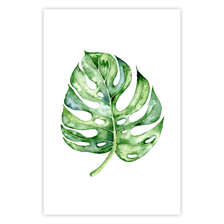 Wall Poster Watercolor Monstera - a simple composition with a green plant leaf 136382 additionalImage 9