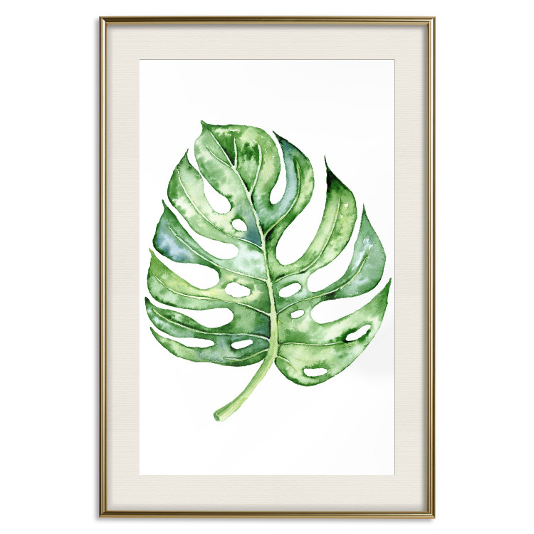 Wall Poster Watercolor Monstera - a simple composition with a green plant leaf 136382 additionalImage 6
