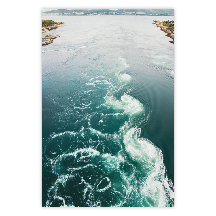 Poster Turquoise Whirls - landscape of a blue lake with small waves 138782