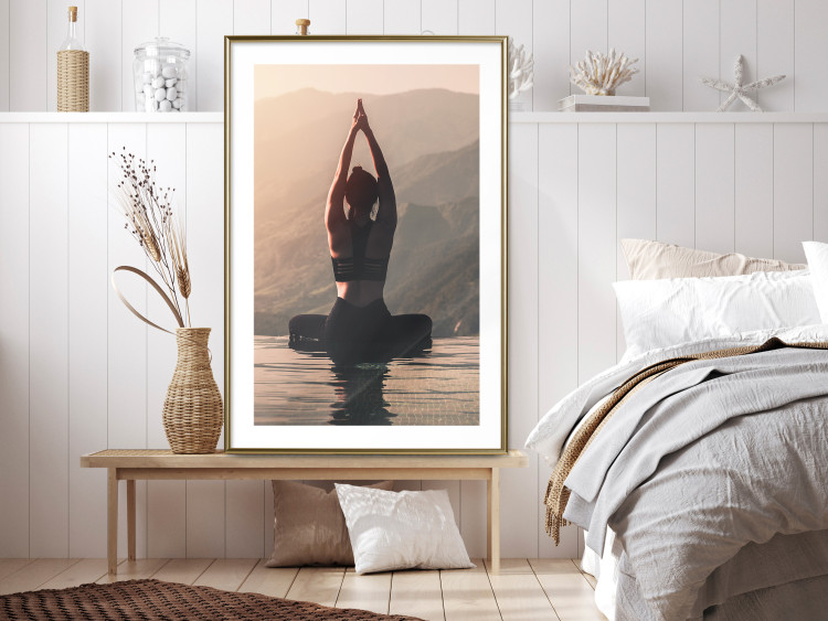 Poster Relaxation in the Mountains - photograph of a woman practicing yoga against a mountain backdrop 138882 additionalImage 15