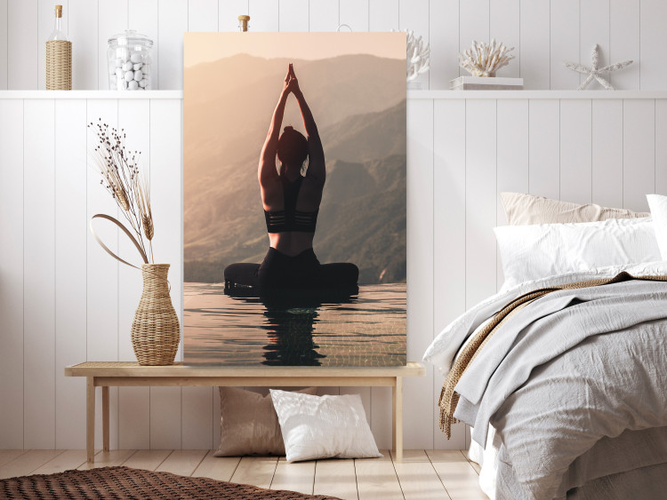 Poster Relaxation in the Mountains - photograph of a woman practicing yoga against a mountain backdrop 138882 additionalImage 10