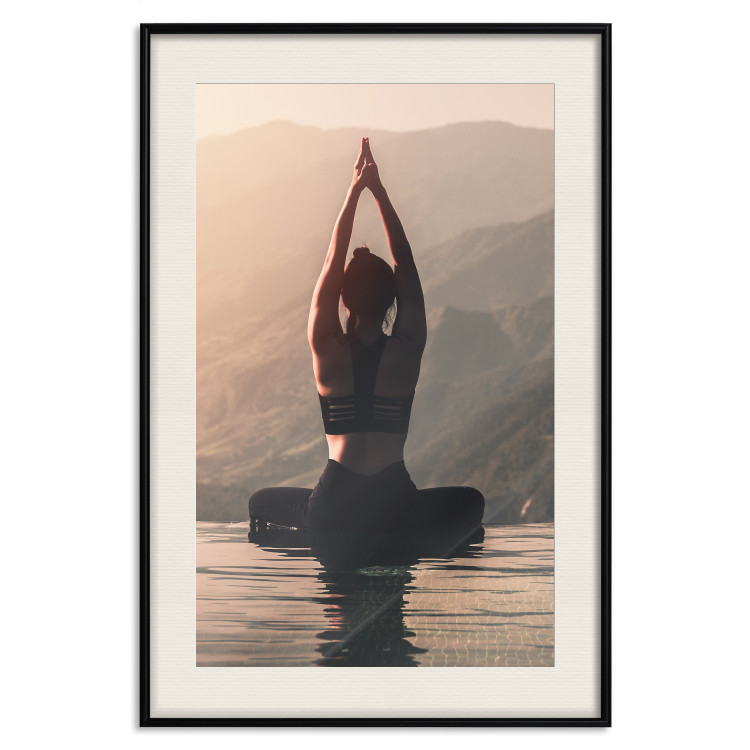 Poster Relaxation in the Mountains - photograph of a woman practicing yoga against a mountain backdrop 138882 additionalImage 25