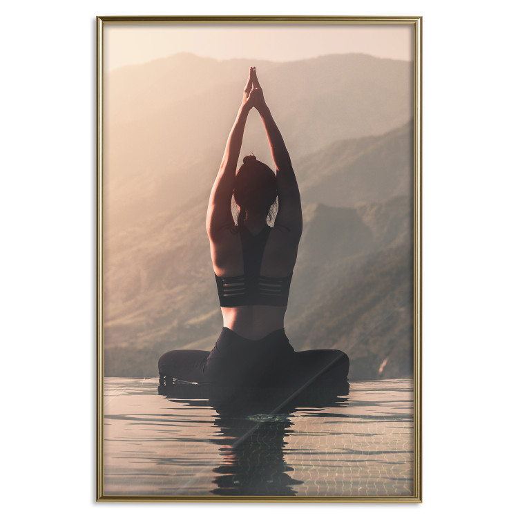 Poster Relaxation in the Mountains - photograph of a woman practicing yoga against a mountain backdrop 138882 additionalImage 22