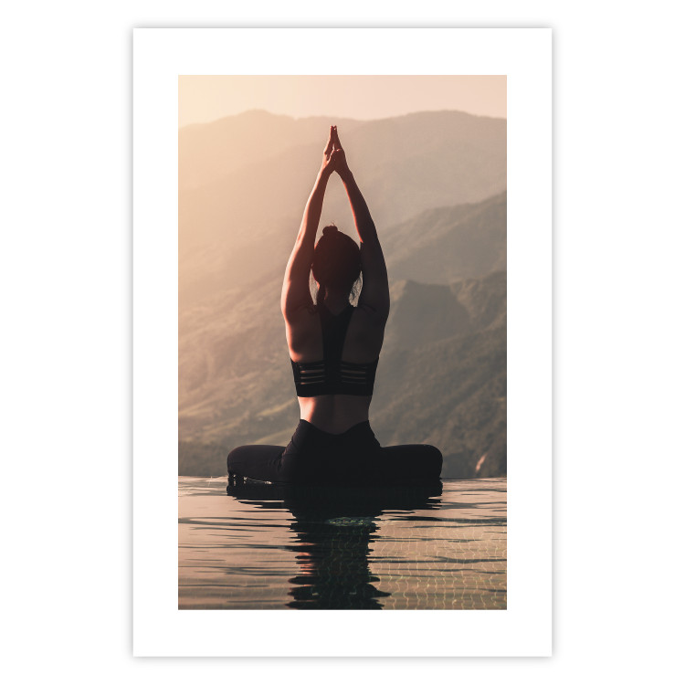 Poster Relaxation in the Mountains - photograph of a woman practicing yoga against a mountain backdrop 138882 additionalImage 4