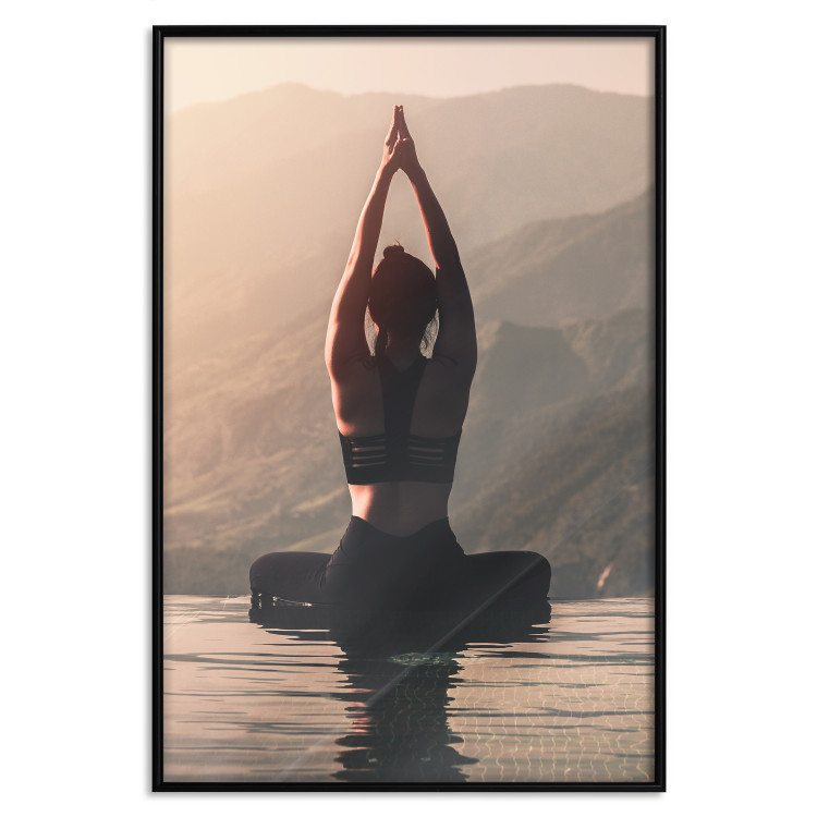 Poster Relaxation in the Mountains - photograph of a woman practicing yoga against a mountain backdrop 138882 additionalImage 3