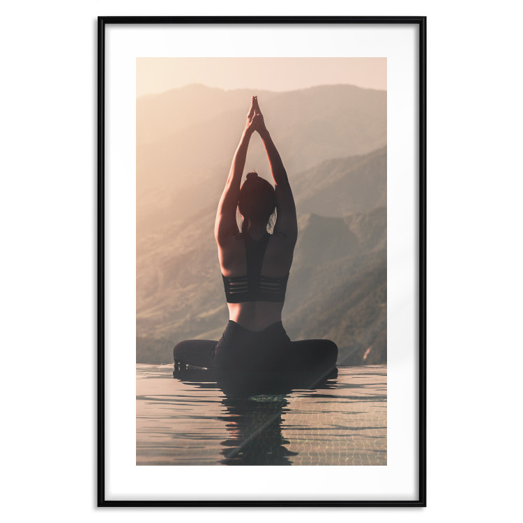 Poster Relaxation in the Mountains - photograph of a woman practicing yoga against a mountain backdrop 138882 additionalImage 24