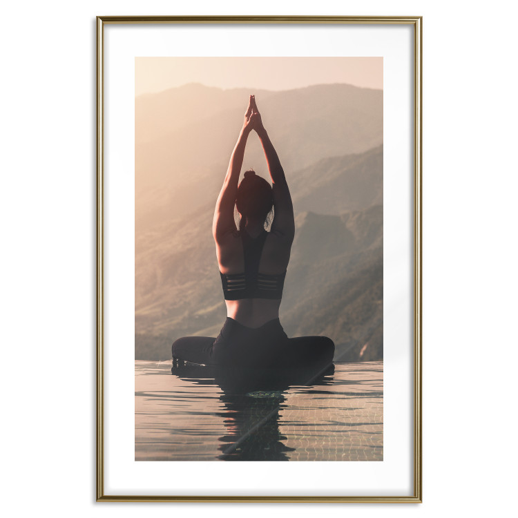 Poster Relaxation in the Mountains - photograph of a woman practicing yoga against a mountain backdrop 138882 additionalImage 26