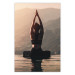 Poster Relaxation in the Mountains - photograph of a woman practicing yoga against a mountain backdrop 138882