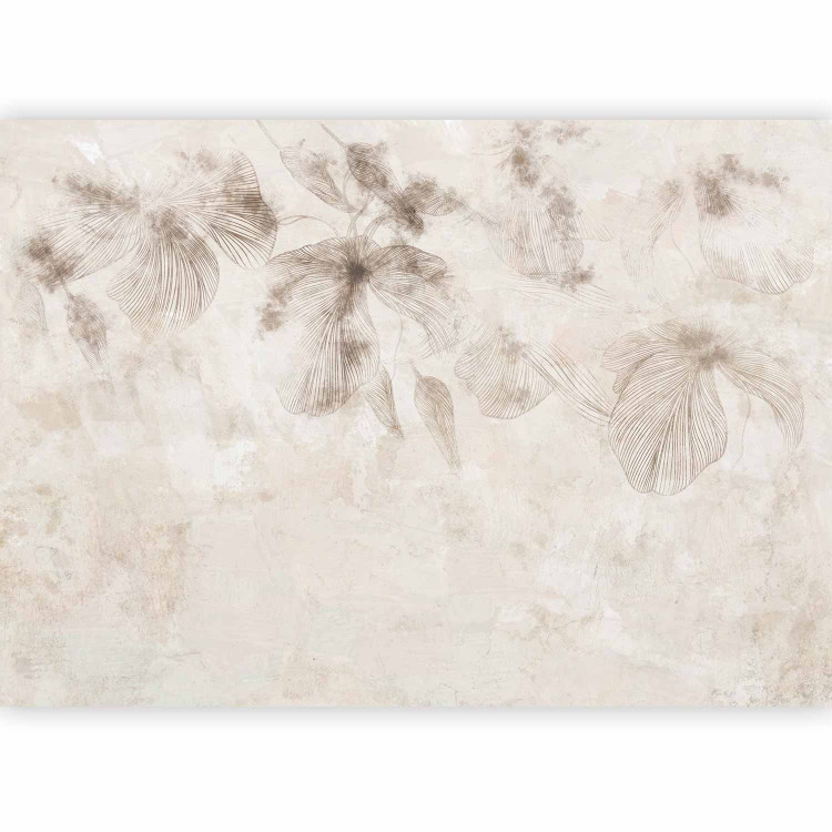 Wall Mural Ephemeral Flowers - Linear Vegetation on a Beige Background 144482 additionalImage 1
