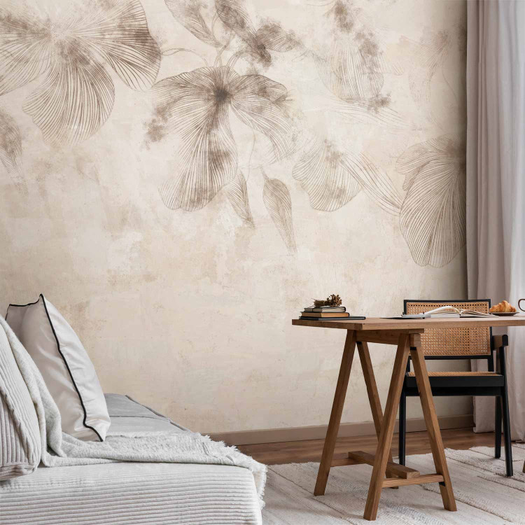 Wall Mural Ephemeral Flowers - Linear Vegetation on a Beige Background 144482 additionalImage 4