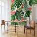 Wall Mural Monstera - green exotic leaves and colourful parrots among flowers 144682 additionalThumb 7