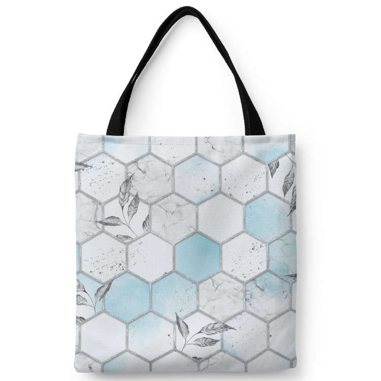 Shopping Bag Subtle hexagons - composition in shades of white and blue 147582
