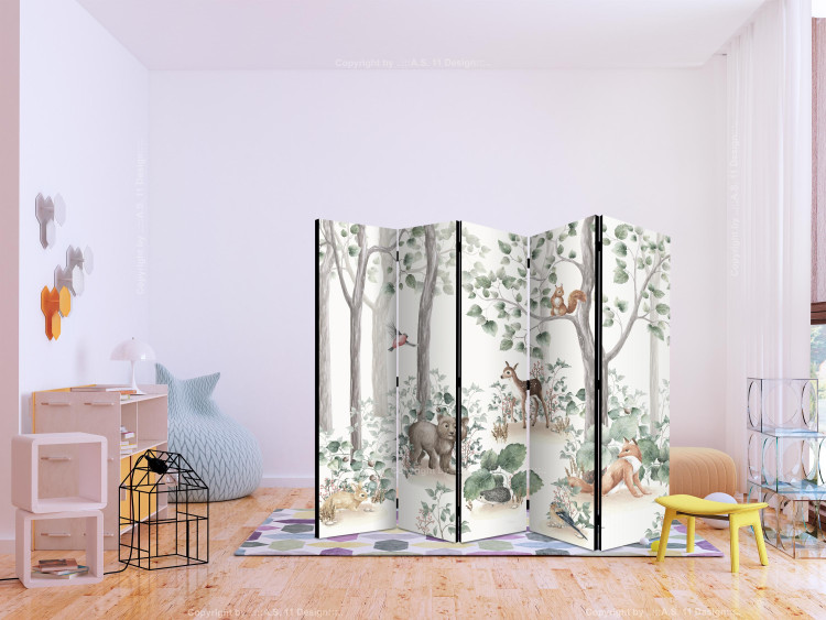 Folding Screen Forest Story - Watercolor Landscape With Animals for Children II [Room Dividers] 150982 additionalImage 2