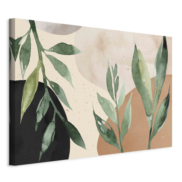 Large canvas print Harmony of Nature - Beige Abstract With Spots of Color and Leaves [Large Format] 151182 additionalImage 2
