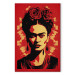 Canvas Print Frida Kahlo - Portrait With Roses on Head on Red Background 152282 additionalThumb 7
