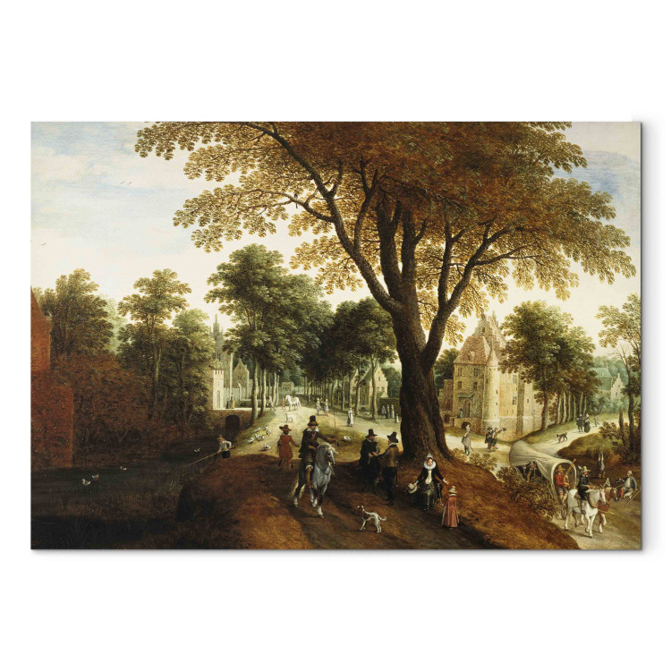 Reproduction Painting Elegant Horsemen and figures on a path in front of a chateau 155882