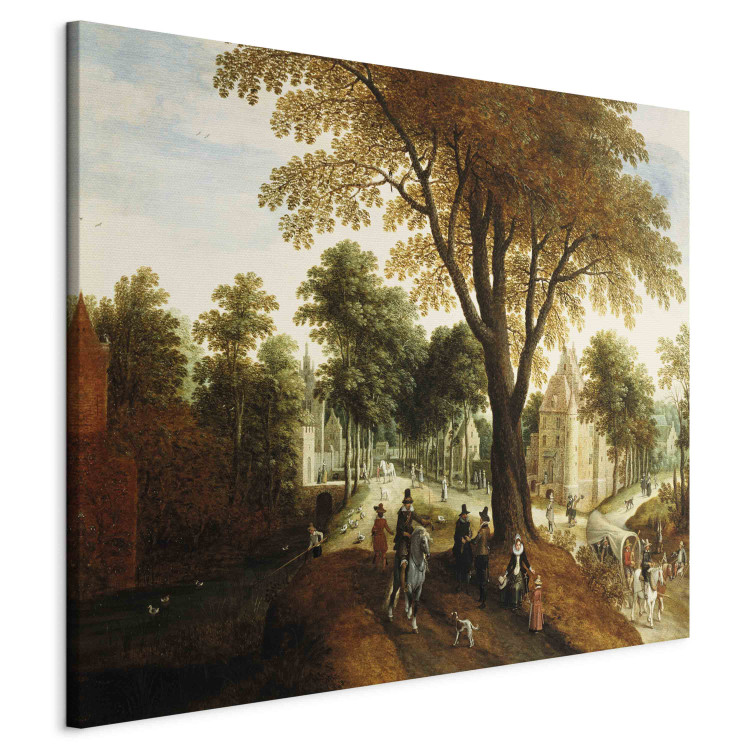 Reproduction Painting Elegant Horsemen and figures on a path in front of a chateau 155882 additionalImage 2