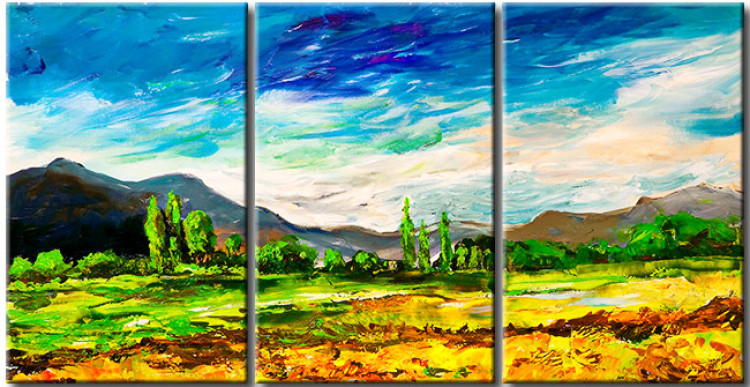 Canvas Art Print Mountain Landscape (3-piece) - Landscape of nature in vibrant colours 47582