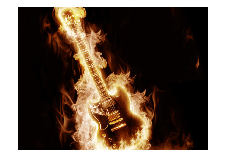 Photo Wallpaper Rock Music - Electric guitar in flames on a black background 61382 additionalImage 1