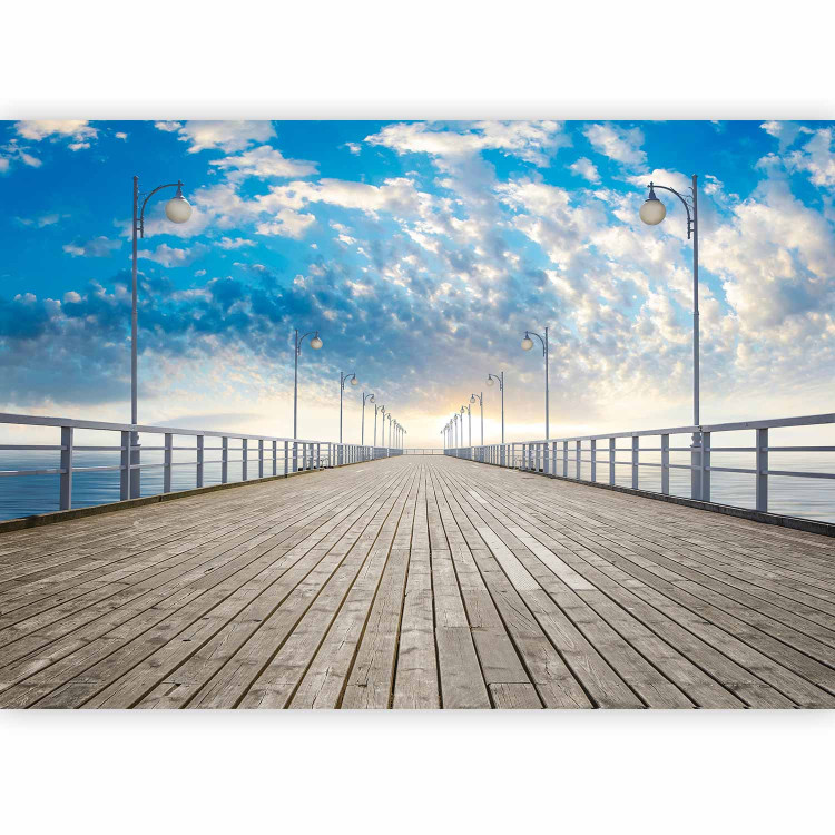Photo Wallpaper Pier - Landscape Surrounded by the Blue Sea and Calm Sky with Clouds 61682 additionalImage 1