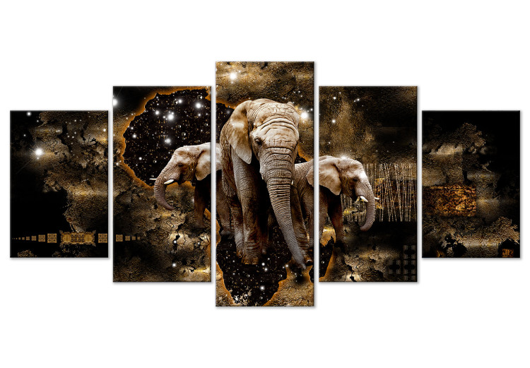 Print On Glass Brown Elephants [Glass] 92382 additionalImage 2