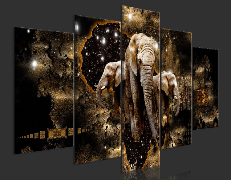 Print On Glass Brown Elephants [Glass] 92382 additionalImage 4