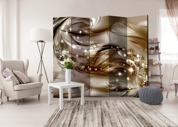 Room Divider Screen Chocolate Tide II - abstract diamonds and brown waves and swirls 95382 additionalImage 4