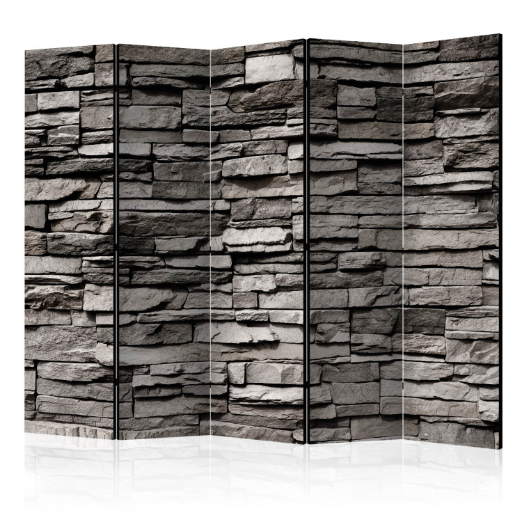 Room Separator Stone Facade II - texture of stone bricks in gray motif 95482
