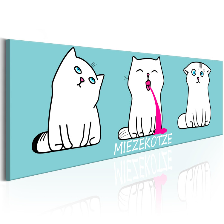 Canvas Miezekotze: Cat Trio - Cats in Street Art Style with Blue Background 98082 additionalImage 2