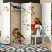 Folding Screen Birdsong II - animals on colorful plants on a beige background 107592 additionalThumb 2
