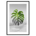 Poster Monstera Leaf - Green tropical plant and gray seaside landscape 114392 additionalThumb 17