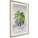 Poster Monstera Leaf - Green tropical plant and gray seaside landscape 114392 additionalThumb 2