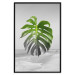 Poster Monstera Leaf - Green tropical plant and gray seaside landscape 114392 additionalThumb 24