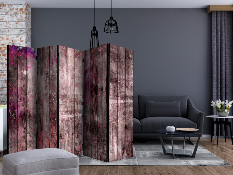 Room Divider Screen Breath of Spring II - wooden planks texture with a purple accent 122992 additionalImage 4