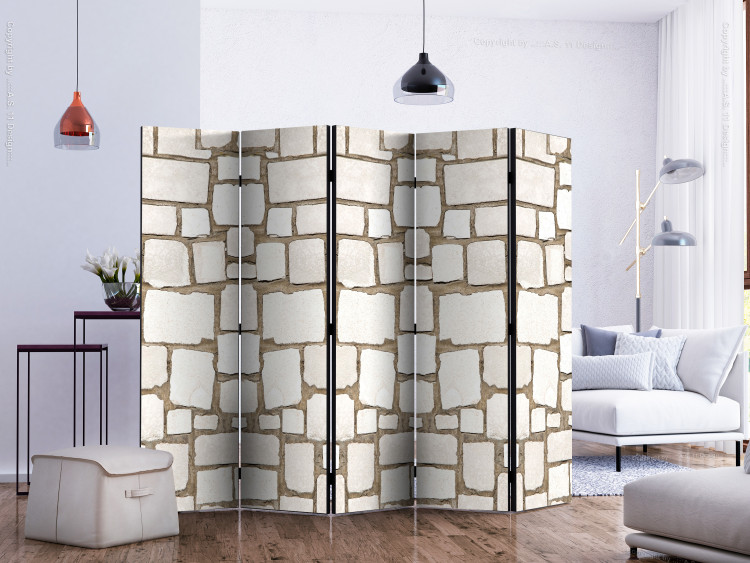 Folding Screen Stone Puzzle II - beige stone brick texture in architecture 123292 additionalImage 2