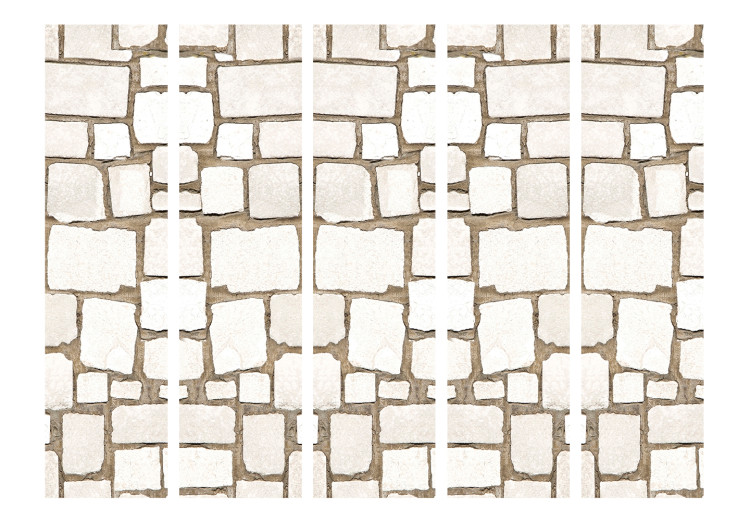 Folding Screen Stone Puzzle II - beige stone brick texture in architecture 123292 additionalImage 3