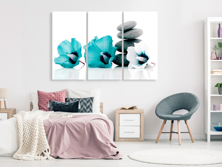 Canvas Blue flowers with stones - a composition of feng shui with mallow 123392 additionalImage 3