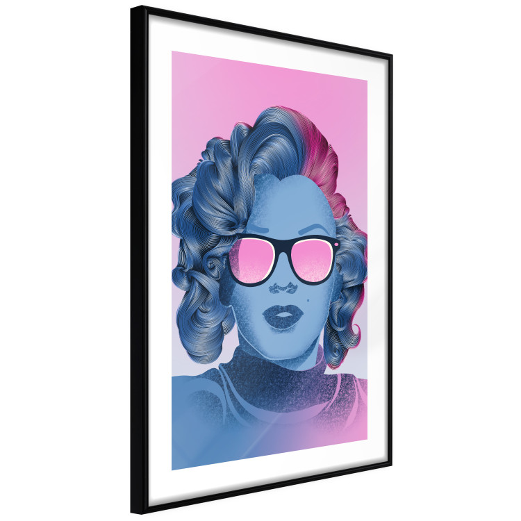 Poster Norma Jeane - fanciful blue-pink portrait of a woman with glasses 123492 additionalImage 11