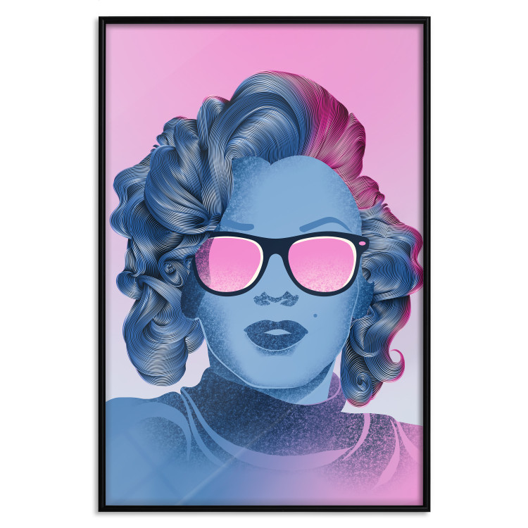 Poster Norma Jeane - fanciful blue-pink portrait of a woman with glasses 123492 additionalImage 18