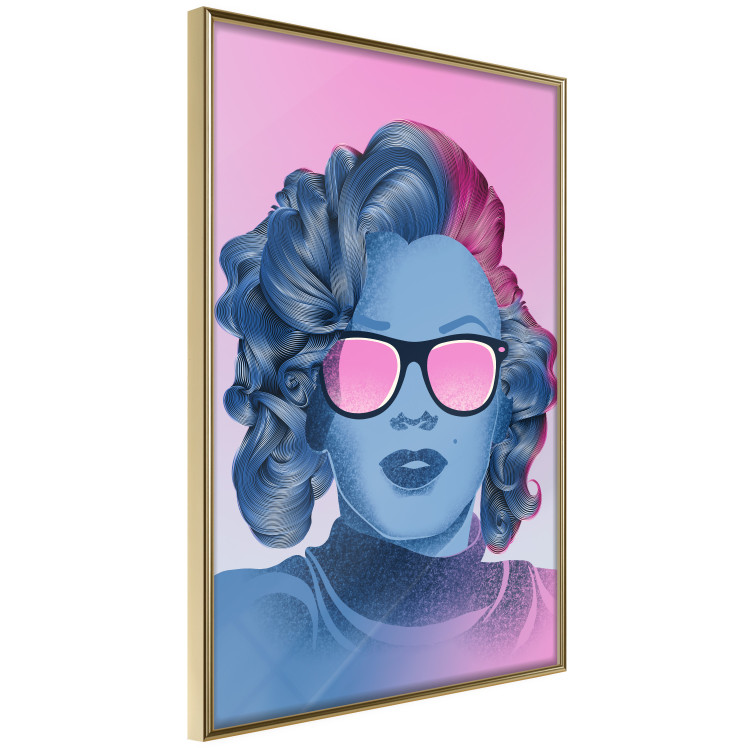 Poster Norma Jeane - fanciful blue-pink portrait of a woman with glasses 123492 additionalImage 12