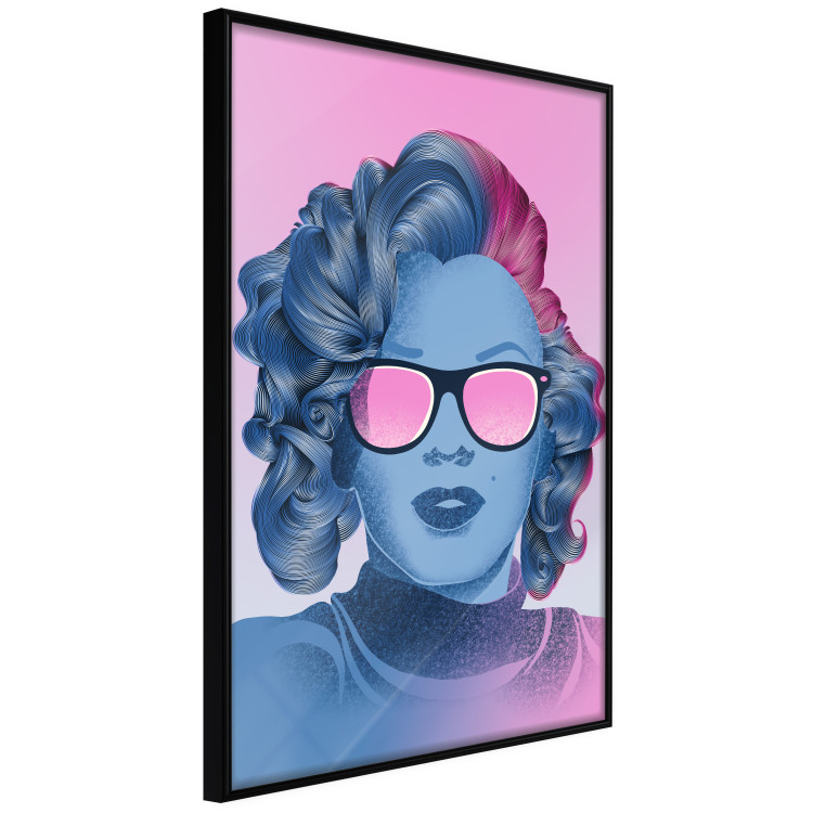 Poster Norma Jeane - fanciful blue-pink portrait of a woman with glasses 123492 additionalImage 10