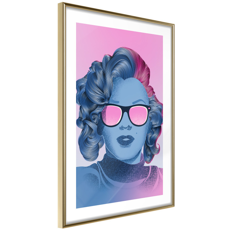 Poster Norma Jeane - fanciful blue-pink portrait of a woman with glasses 123492 additionalImage 6