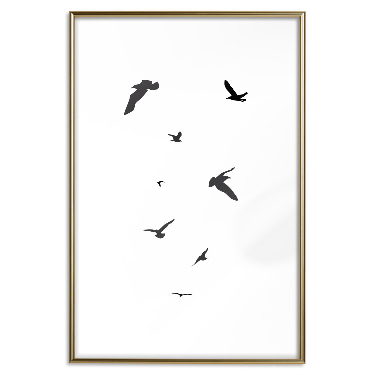 Wall Poster Evening Flight - black and white fantastical flying birds on white background 123592 additionalImage 16