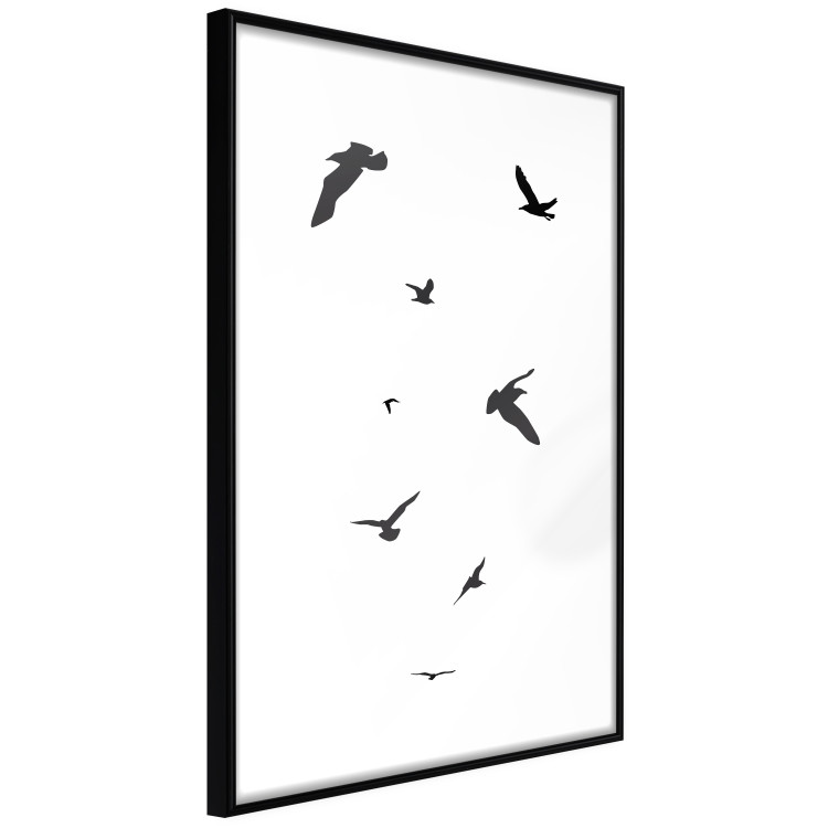 Wall Poster Evening Flight - black and white fantastical flying birds on white background 123592 additionalImage 10
