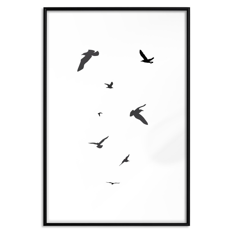 Wall Poster Evening Flight - black and white fantastical flying birds on white background 123592 additionalImage 17