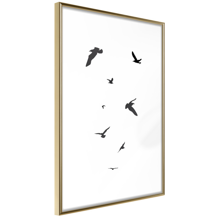 Wall Poster Evening Flight - black and white fantastical flying birds on white background 123592 additionalImage 6