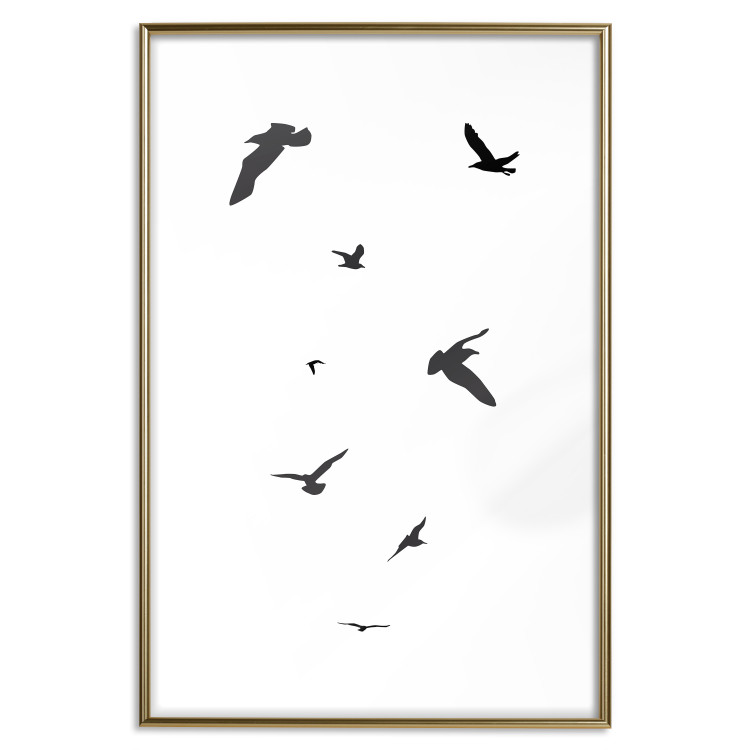 Wall Poster Evening Flight - black and white fantastical flying birds on white background 123592 additionalImage 16