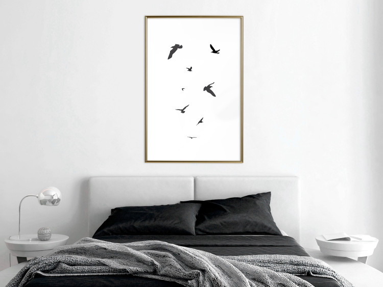 Wall Poster Evening Flight - black and white fantastical flying birds on white background 123592 additionalImage 15